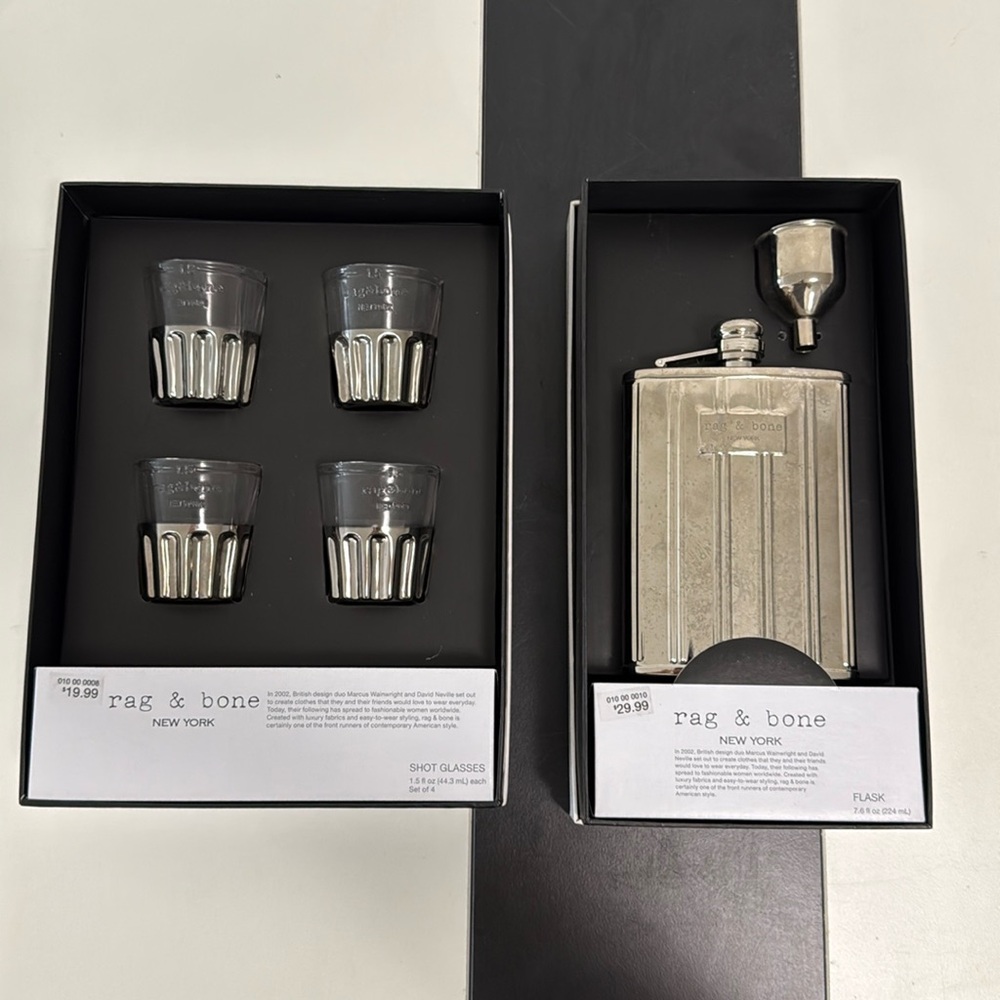 Rag & Bone x Neiman Marcus x Target Collaboration Shot Glass and Flask Sets